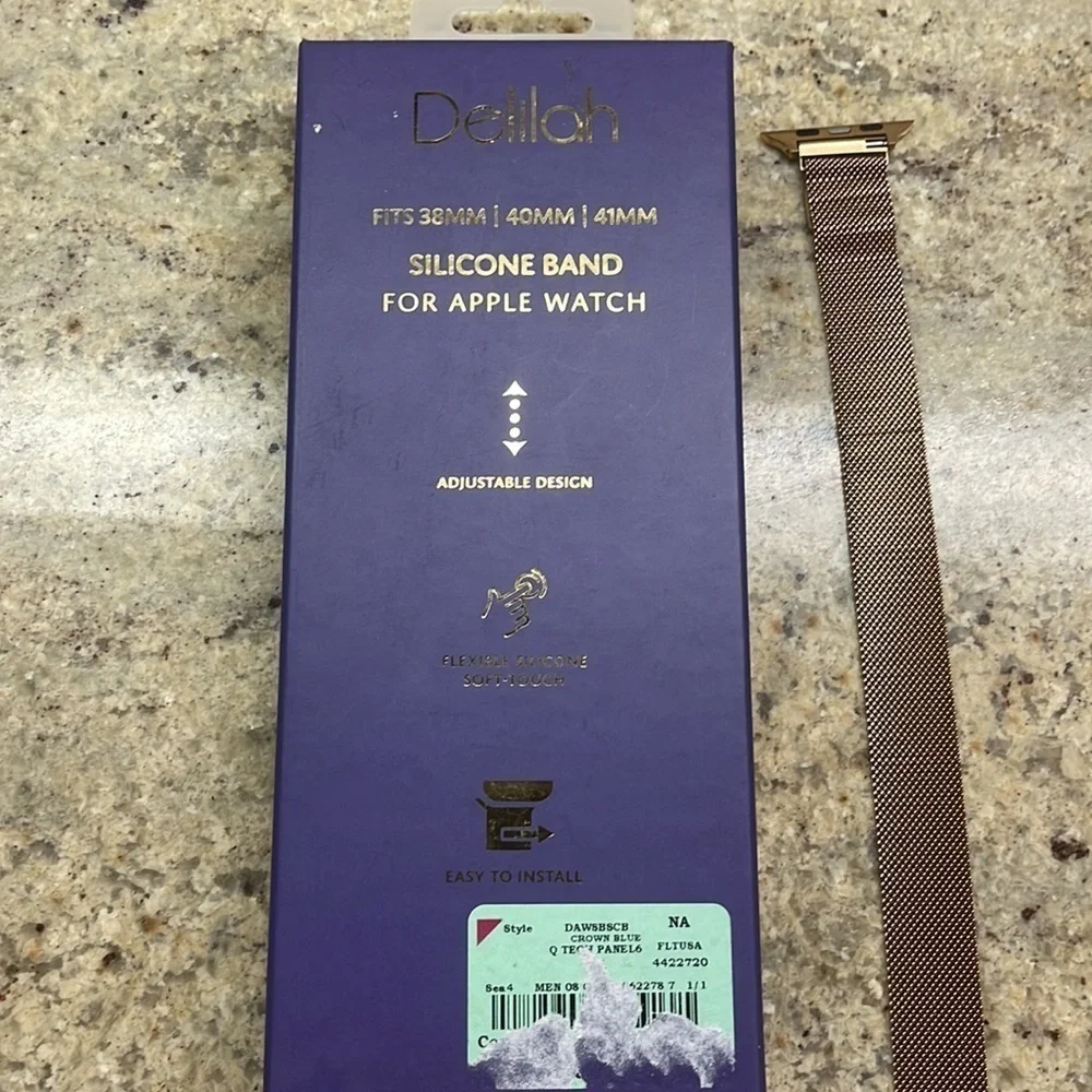 Delilah Purple Silicone Apple Watch Band 38mm 40mm 41mm Rose Gold Mesh Band